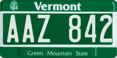 VT license plate AAZ842