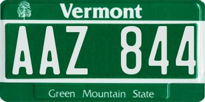 VT license plate AAZ844