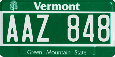 VT license plate AAZ848