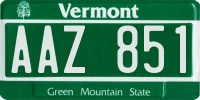 VT license plate AAZ851