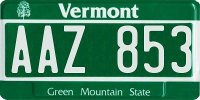 VT license plate AAZ853