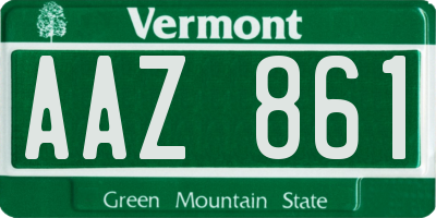 VT license plate AAZ861