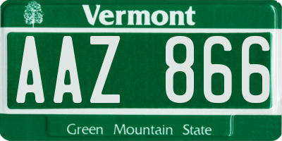 VT license plate AAZ866