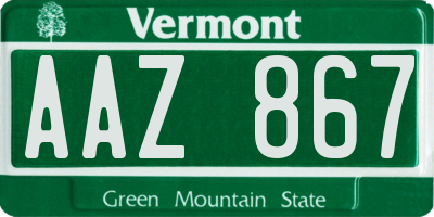 VT license plate AAZ867