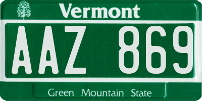 VT license plate AAZ869