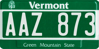 VT license plate AAZ873