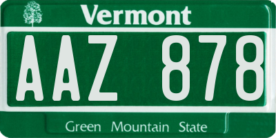 VT license plate AAZ878