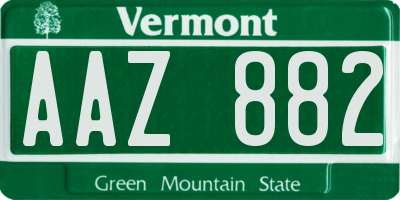 VT license plate AAZ882