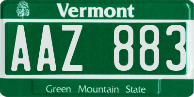 VT license plate AAZ883