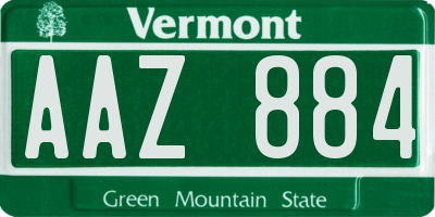 VT license plate AAZ884