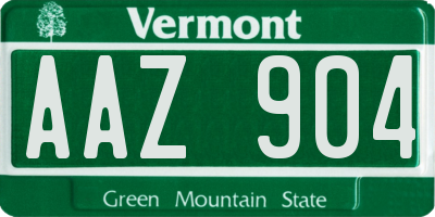 VT license plate AAZ904