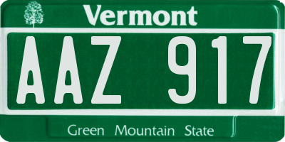 VT license plate AAZ917