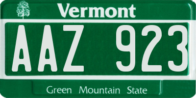 VT license plate AAZ923