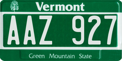 VT license plate AAZ927