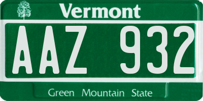 VT license plate AAZ932