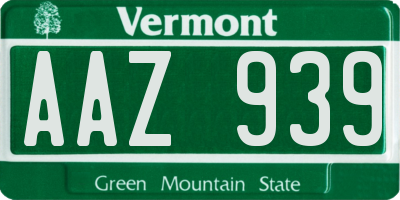 VT license plate AAZ939