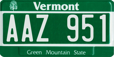 VT license plate AAZ951