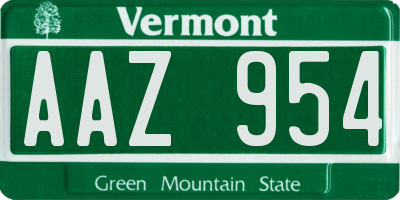 VT license plate AAZ954