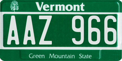 VT license plate AAZ966