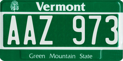 VT license plate AAZ973