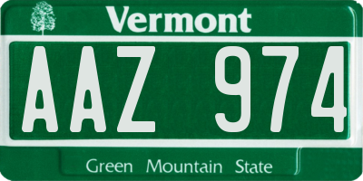 VT license plate AAZ974