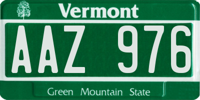 VT license plate AAZ976