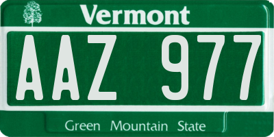 VT license plate AAZ977