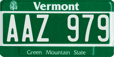 VT license plate AAZ979