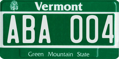 VT license plate ABA004