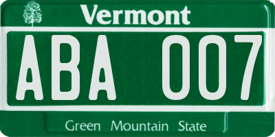 VT license plate ABA007