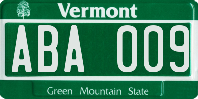 VT license plate ABA009