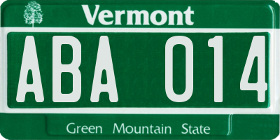 VT license plate ABA014