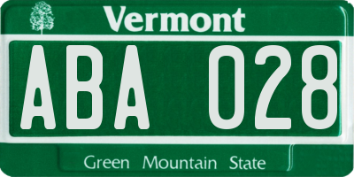 VT license plate ABA028