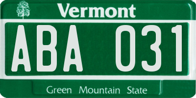 VT license plate ABA031