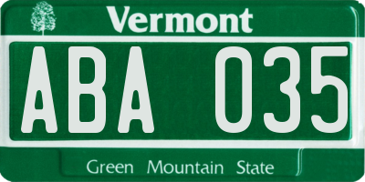 VT license plate ABA035