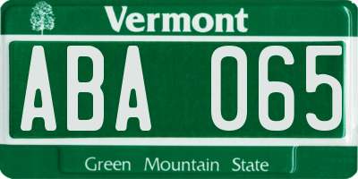 VT license plate ABA065