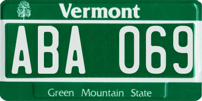 VT license plate ABA069