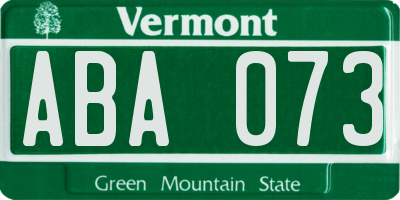 VT license plate ABA073