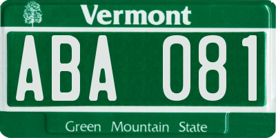 VT license plate ABA081