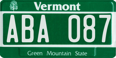 VT license plate ABA087