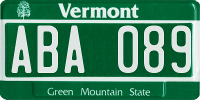 VT license plate ABA089