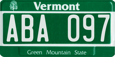 VT license plate ABA097