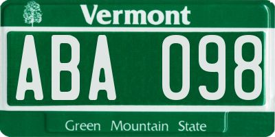 VT license plate ABA098