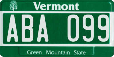 VT license plate ABA099