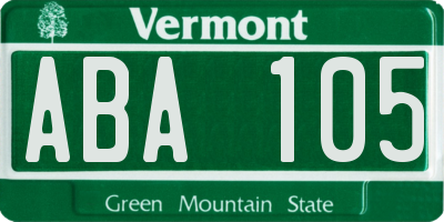 VT license plate ABA105