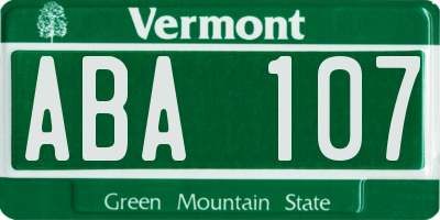 VT license plate ABA107