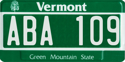 VT license plate ABA109