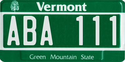 VT license plate ABA111