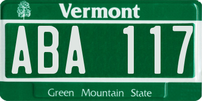 VT license plate ABA117