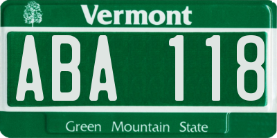 VT license plate ABA118